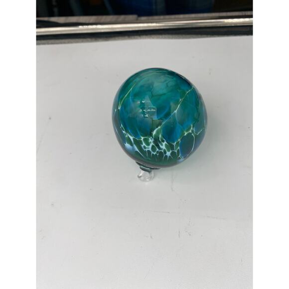 Glass Eye Studio or other blueish green christmas ornament artisan unique hand - Picture 8 of 8